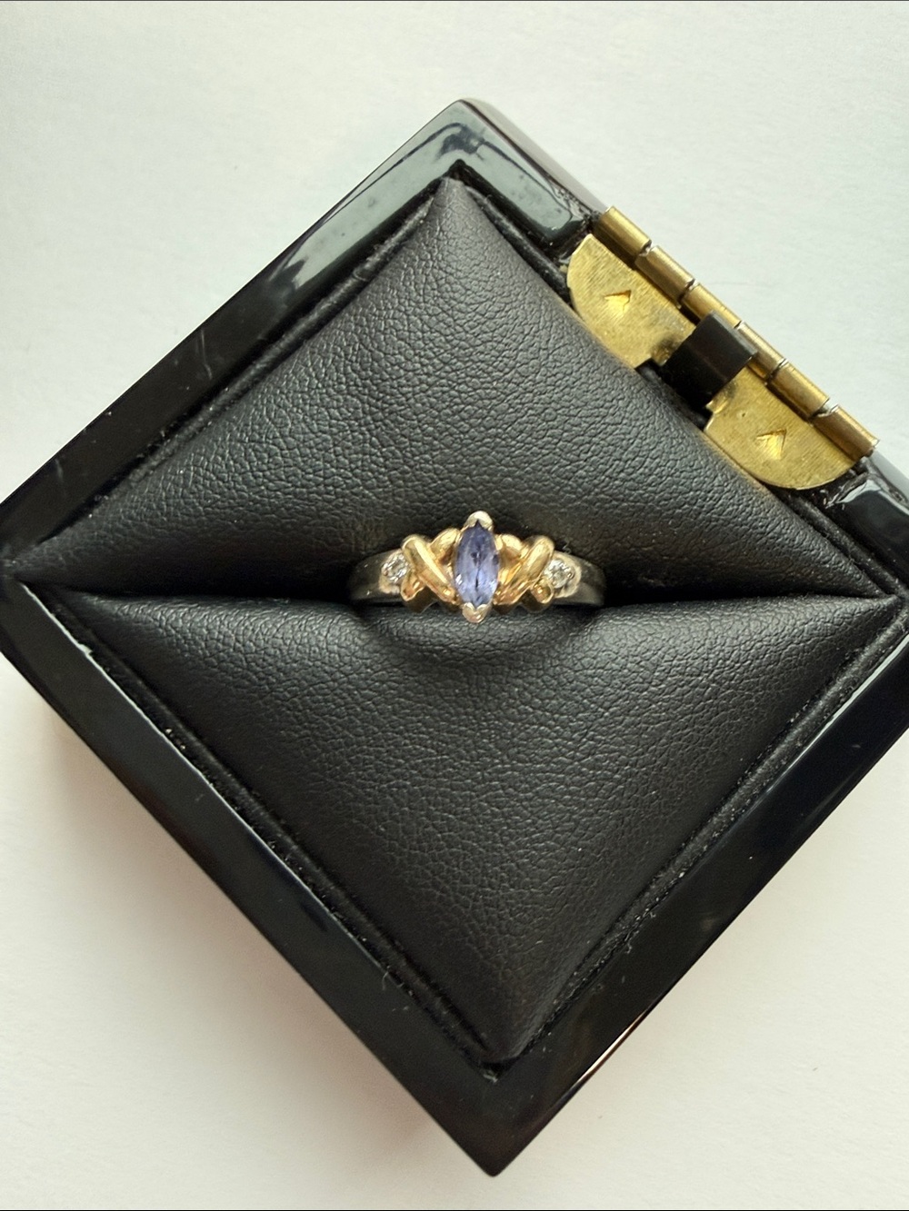 Tanzanite Marquise Ring with Gold Accents - Women's Jewelry